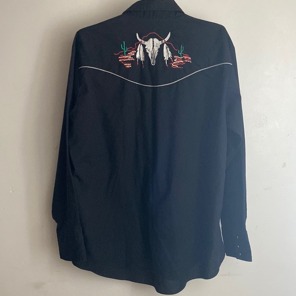 Western Embroidered Ely Diamond sz L Snap Shirt - Picture 2 of 9